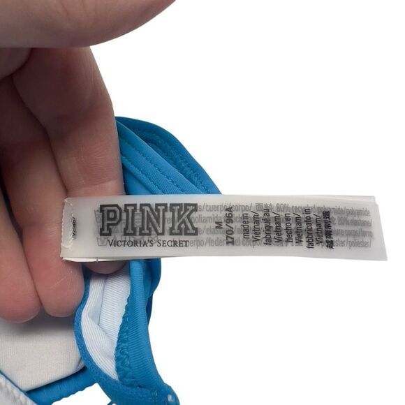 NWT‎ medium blue PINK BODY WRAP BIKINI TOP - Picture 13 of 14